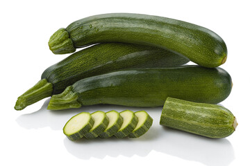 Organic fresh zucchini on white background isolated with clipping path.