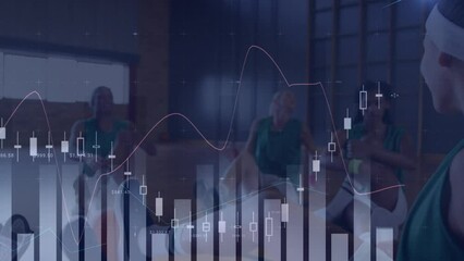 Animation of financial data processing over diverse basketball players - Powered by Adobe