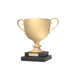 Winner Gold Trophy 3D Icon isolated on white background. 3D illustration.