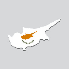 Flag of Cyprus in the shape of the country's map