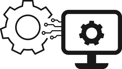 technical support, smart solution. Vector linear icon isolated on white background.
