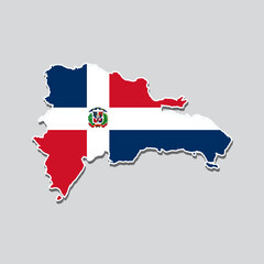 Obraz premium Flag of Dominican Republic in the shape of the country's map