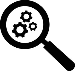 search settings icon, magnifier and gear icon