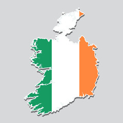 Flag of Ireland in the shape of the country's map