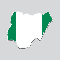 Flag of Nigeria in the shape of the country's map