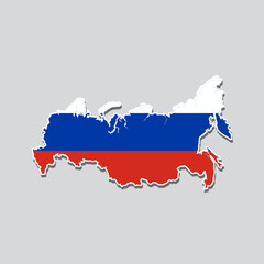 Flag of Russia in the shape of the country's map
