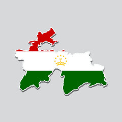 Obraz premium Flag of Tajikistan in the shape of the country's map