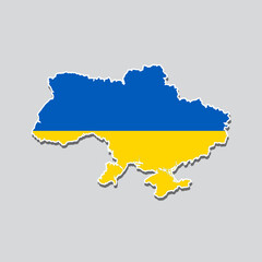 Flag of Ukraine in the shape of the country's map