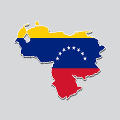 Fototapeta premium Flag of Venezuela in the shape of the country's map