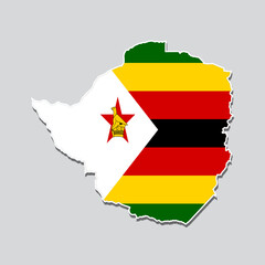 Flag of Zimbabwe in the shape of the country's map