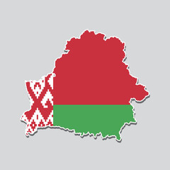Fototapeta premium Flag of Belarus in the shape of the country's map