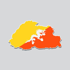 Flag of Bhutan in the shape of the country's map