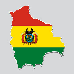 Fototapeta premium Flag of Bolivia in the shape of the country's map