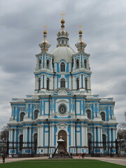 Fototapeta na wymiar Historical and religious monument. Resurrection Smolny Cathedral, St. Petersburg, Russia.