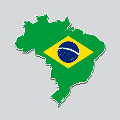 Flag of Brazil in the shape of the country's map