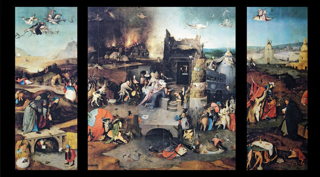 Triptych THE TEMPTATION OF SAINT ANTHONY painted in 1505-1506 by Hieronymus Bosch.