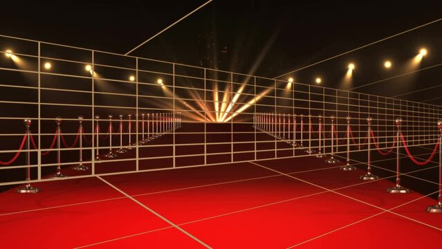 Animation of guitar strings over red carpet