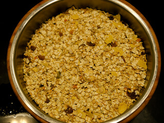 delicious breakfast oats in the kitchen