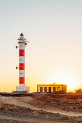 Lighthouse in front of sunset on Tenerife (Canaries)