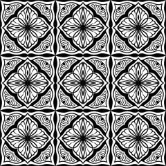 seamless pattern black and white  flower pattern in vintage mandala style for tattoos, fabrics or decorations and more.