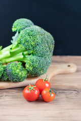 Fresh vegetables, Healthy vegetable broccoli and tomatoes.