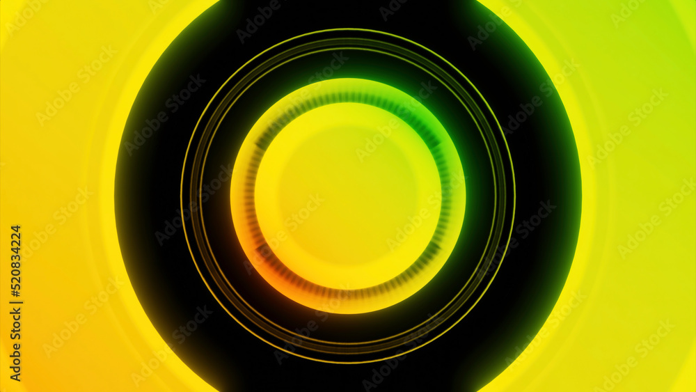 Poster pulsating circle with rings. design. vibrating 3d circle with wave effect. bright circle with rings 