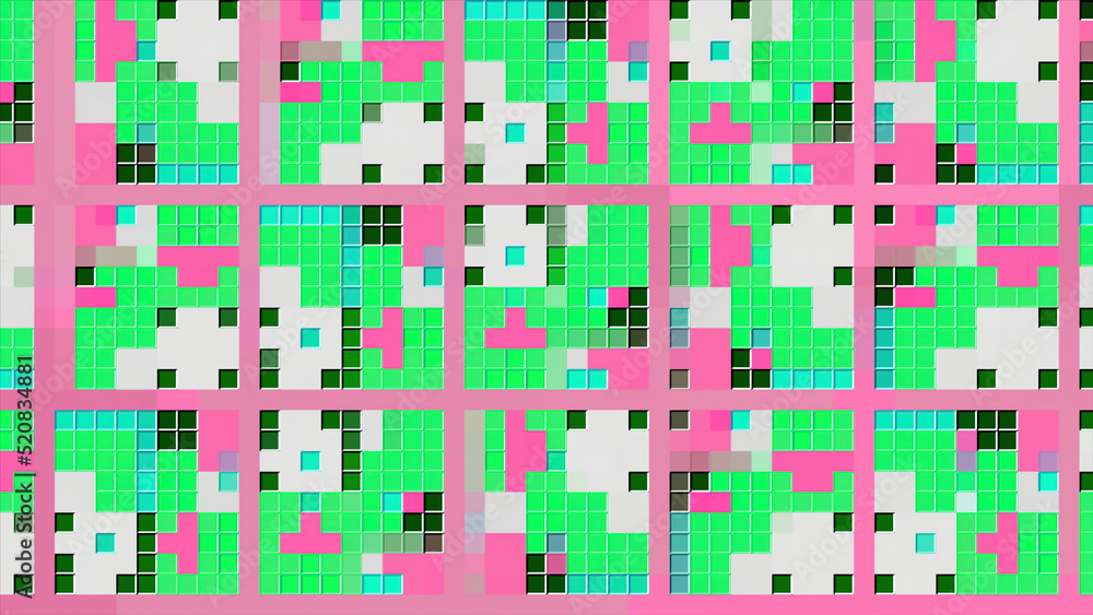 Poster small sparkling squares.motion. small squares in abstraction that sparkle with different colors.