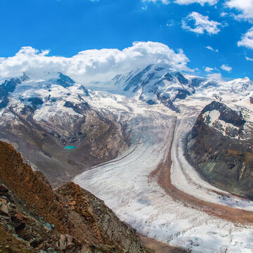 Dufourspitze and the Monte Rosa Glacier as seen from Gornergrat, Wallis, Switzerland