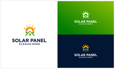 Obraz na płótnie Canvas solar panel logo with house concept, solar energy logo template