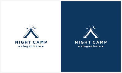 Night Camping logo design template, night camp symbol with stars and moon symbol
