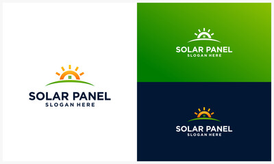 solar panel logo with house concept, solar energy logo template