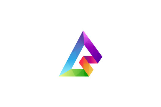 Prism letter monogram AS, logo concept with multiple gradient colors.