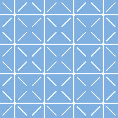 Traditional greek or mediterranean abstract tile ornament, vector blue seamless pattern.