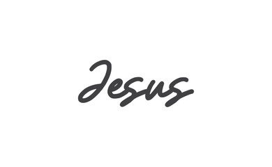 Jesus vector calligraphy lettering. Faith in the lord religious banner. Praise.