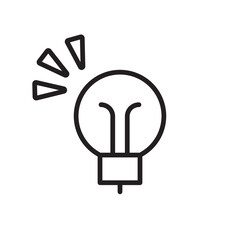 Light bulb icon. Electric lamp linear pictogram. Symbol of idea and creativity. Editable lines.