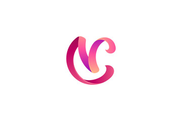 CV monogram letter gradient logo template