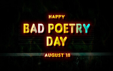 Happy Bad Poetry Day, holidays month of august , Empty space for text, vector design