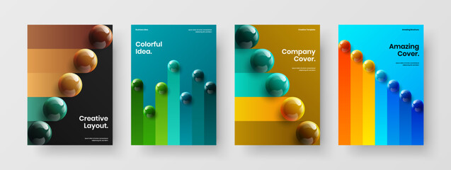 Amazing 3D spheres brochure illustration bundle. Creative cover design vector layout collection.