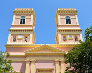 Fototapeta na wymiar The Église de Notre Dame des Anges (Our Lady of Angels Church) in Pondicherry, India.