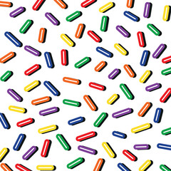 Multicolored confetti for wrapping paper and holiday backgrounds with white highlights