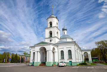 Fototapeta na wymiar Trinity Cathedral on the city square. Ostrov, Pskov region