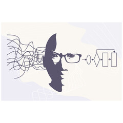 Personal growth and development. Unraveling tangled tangle. Business and education concept. Metaphor of problem solving, chaos and mess, difficult situation.