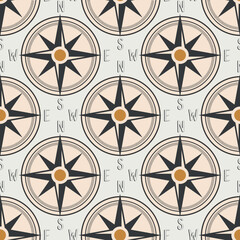 Vector compass seamless pattern background. Perfect for fabric, scrapbooking, wallpaper projects.
