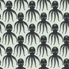 Vector octopus seamless pattern background. Perfect for fabric, scrapbooking, wallpaper projects.