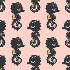 Vector seahorse seamless pattern background. Perfect for fabric, scrapbooking, wallpaper projects.