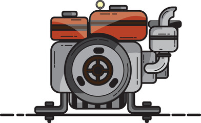 illustration of diesel engine for industry and other work