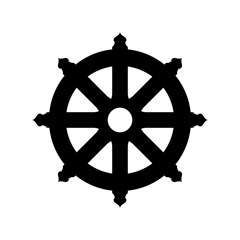 Dharma wheel of fortune, spirituality, Buddhism religious symbol illustration