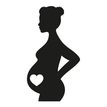 recommend clip art: Pregnant woman heart icon. Heart and pregnancy care illustration