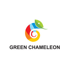 green chameleon logo design concept