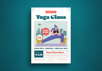 Green Flat Design Yoga Flyer Layout
